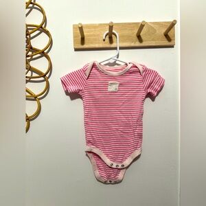 Pink Striped Short-Sleeve Bodysuit with Snap Closures